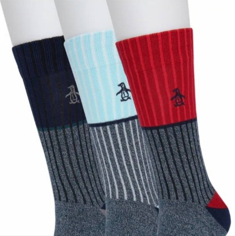 ORIGINAL PENGUIN Rowan Rib Crew Socks - Pack of 3 - Men's 8-13 BNWT 1 Left!